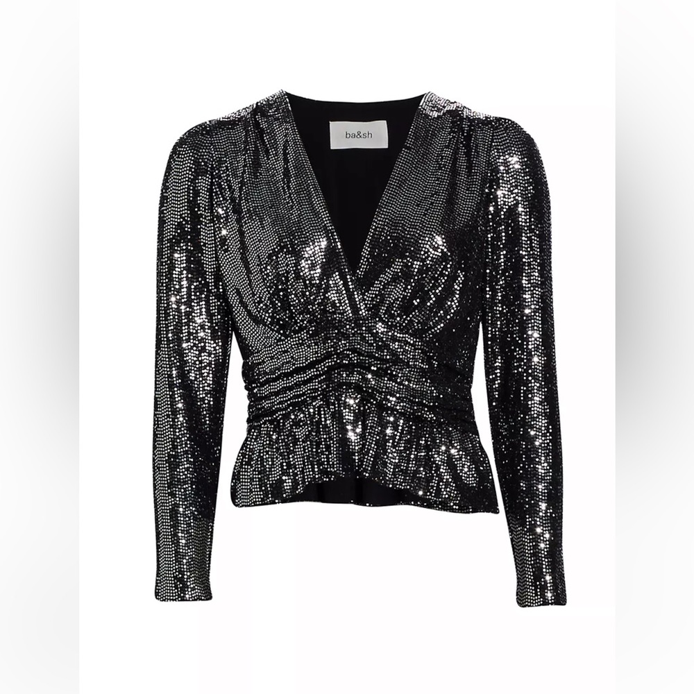 Ba&Sh …Mae Lone-Sleeve Peplum Top
